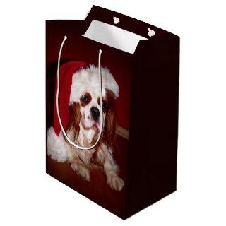 Santa Cavalier Spaniel Puppy Medium Gift Bag
