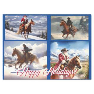 Santa Claus and Cowboys Christmas Tissue Paper