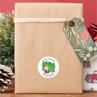 Santa Claus and Trees Christmas Classic Round Sticker