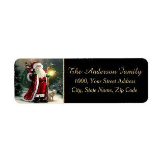 Santa Claus Black Return Address Label