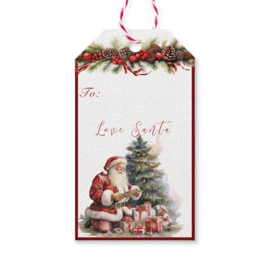 Santa Claus Christmas Tree Gifts Gift Tags