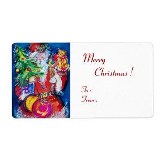 SANTA  CLAUS ,CHRISTMAS TREE TOYS AND GIFTS LABEL