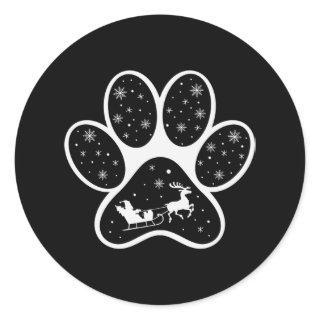 Santa Claus Dog Paws Christmas Gifts Costumes Classic Round Sticker