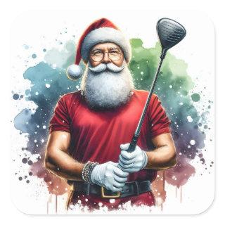 Santa Claus Enjoying a Round of Golf at Sunset Square Sticker