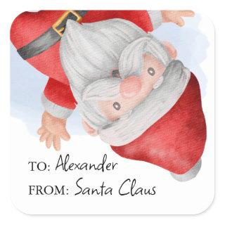 Santa Claus Kids Christmas Square Sticker