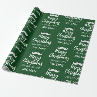 Santa Claus Mustache Personalized Green Christmas