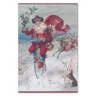 Santa Claus on a Unicycle Reindeer Right Behind! Tissue Paper