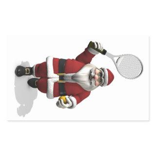 Santa Claus Playing Tennis Rectangular Sticker