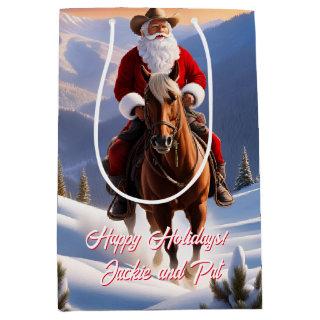 Santa Claus Riding Horse Christmas Medium Gift Bag