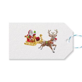 Santa Claus riding on sleigh Gift Tags