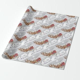 Santa Claus riding on sleigh with gift box