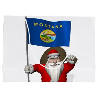 Santa Claus With Ensign Of Montana Large Gift Bag