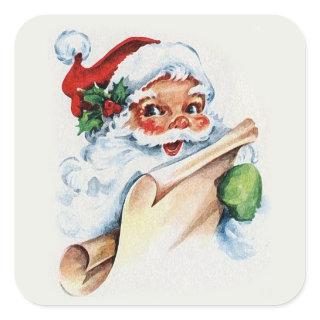 Santa Claus with his Christmas list scroll Square Sticker