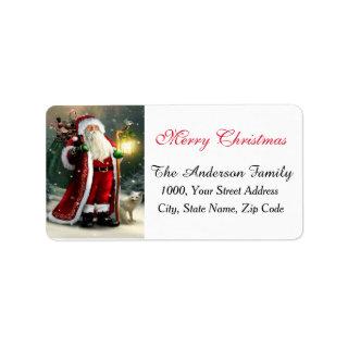 Santa Claus With Lantern  Label