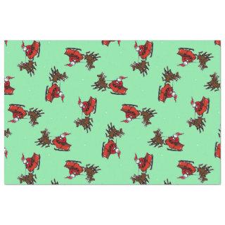 Santa Claus with sly on green Tissue Paper