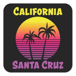 Santa Cruz California Retro Vintage Sunset Gift Square Sticker