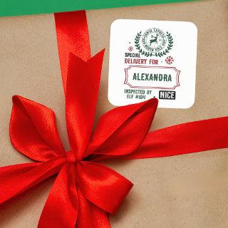 Santa Express Delivery For (Custom Name) Square Sticker