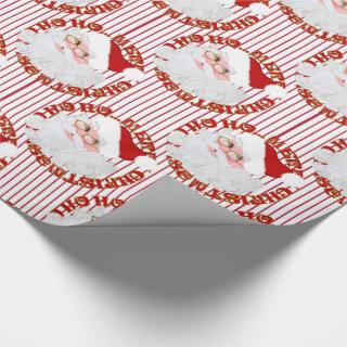 Santa Face Circles Red Stripes-Gift