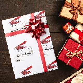 Santa Flying Airplane,First Christmas Personalized