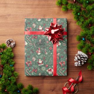 Santa & Friends: Green Christmas Wrap