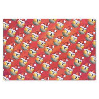Santa Hat Nine Ball Pattern on Red Tissue Paper