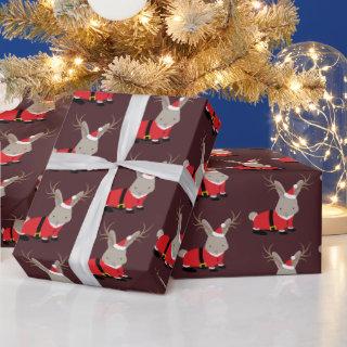 Santa Jackalope Purple Novelty Christmas Wrapping