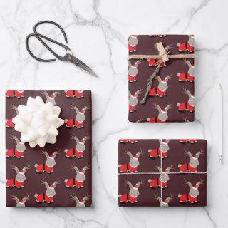 Santa Jackalope Purple Novelty Christmas Wrapping   Sheets