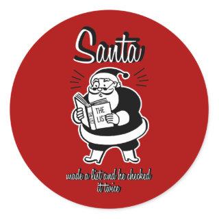 Santa List Naughty or Nice Christmas Round Sticker