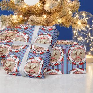 Santa Official Seal Rudolph on Blue & Red Stripes