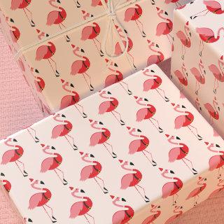 Santa Pink Flamingo Christmas Holiday Pattern
