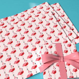 Santa Pink Flamingo Christmas Holiday Pattern  Sheets