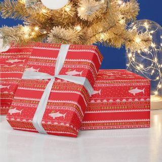Santa Shark Ugly Christmas Sweater Gift Wrap