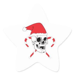 Santa Skull with Christmas Hat Star Sticker