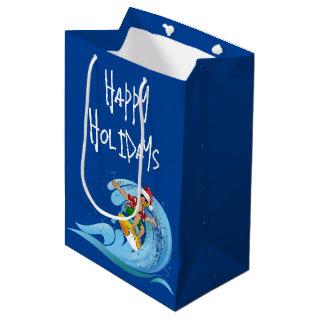 Santa Surfer on Wave Medium Gift Bag