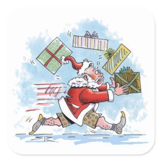 Santa Unprepared large square stickers