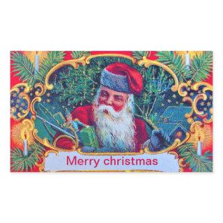 SANTA VINTAGE RECTANGULAR STICKER
