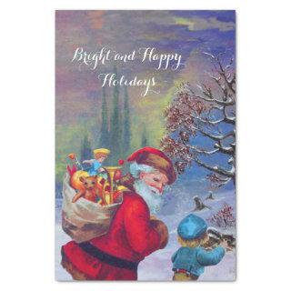 SANTA WITH CHILD IN THE WINTER SNOW TISSUE PAPER