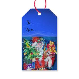 SANTA WITH CHRISTMAS TREE AND GIFTS GIFT TAGS