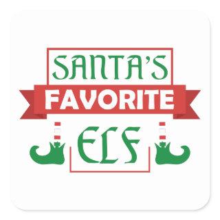Santa's Favorite Elf Square Sticker
