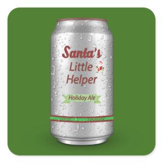 Santa's Little Helper Beer Can Square Sticker