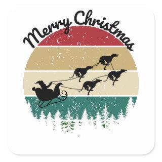 Santas Sleigh pulled by greyhounds Square Sticker