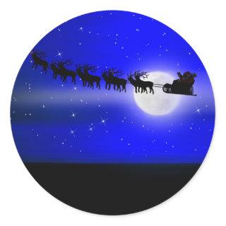 Santa's Sleigh Ride Classic Round Sticker