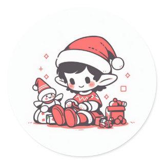 Santa's Workshop Christmas Classic Round Sticker
