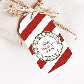 Santa's Workshop Christmas Name Gift Tags