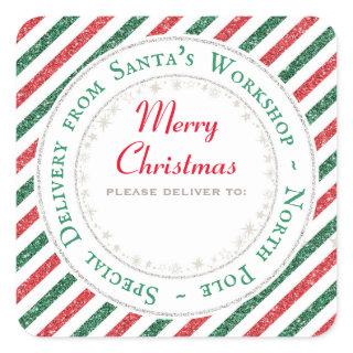 Santa's Workshop, North Pole - Please deliver to: Square Sticker