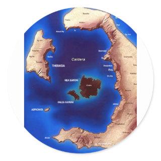 santorini-caldera-map.jpg classic round sticker