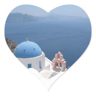 Santorini Greece Heart Sticker