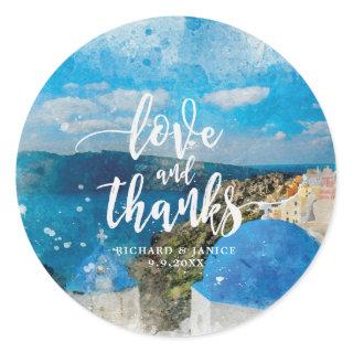 santorini greece love and thanks sticker wedding