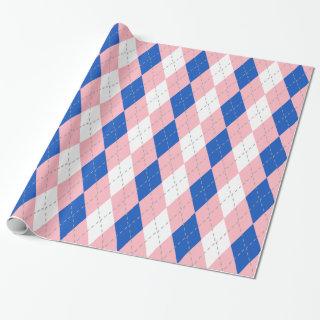 Sapphire Blue Pink Dk Gray Wht XL Argyle