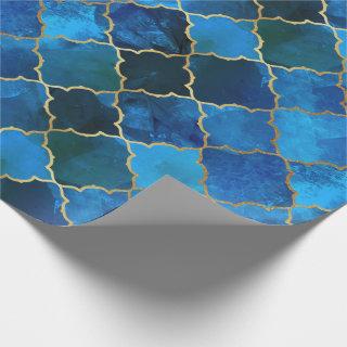 Sapphire Gemstone & Gold Moroccan Tile Pattern